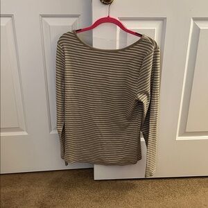Universal Thread Striped Long Sleeve Top - Brown and White